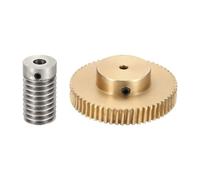 sourcing map Worm Gear Set 60T 0.8 Module 1:60 Reduction Rate, Right Rotation Drive Gear Box Wheel Reduce Transmission Part (Brass Gear-4mm Bore, 1045 Steel Rod 6mm Bore)