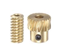 sourcing map Worm Gear Set Brass 0.5 Modulus 20T 20:1 Reduction Rate 3mm Hole Diameter Right Rotate Drive Gear Box Wheel Shaft Kits