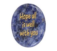 sourcing map Worry Stone, Natural Blue-Vein Crystal Hand Carved Thumb Stone Oval Crystal Pocket Gemstone Stress Relax Palm Stone Meditation Accessories for Anxiety Relieve