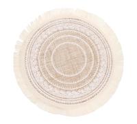 sourcing map Woven Round Placemats, 15 Inch Non-Slip Tassel Dining Table Place Mats for Home Wedding Holiday Party, Circle, White
