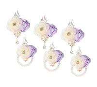 sourcing map Wrist Corsage and Boutonnieres Set, 3 Set Corsage Wristlet and Mens Boutonnieres Artificial Silk Rose for Wedding Groom Bride Suit Accessories Formal Events, Lavender