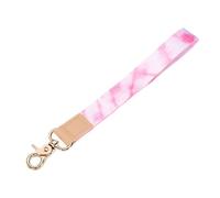 sourcing map Wrist Lanyard Keychain, 160mm Braided Wristlet Strap with Gold Clasp, Hand Key Holders Lanyard for Women Men Car Keys ID Badges Card Wallet, Pink White