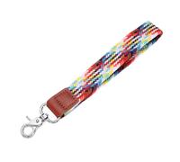 sourcing map Wrist Lanyard Keychain, 200mm Braided Wristlet Strap with Silver Clasp, Hand Key Holders Lanyard for Women Men Car Keys ID Badges Card Wallet, Rainbow