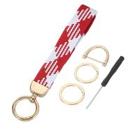 sourcing map Wrist Lanyard Keychain, Stretchy Wristlet Strap Key Chain for Women Men, Cute Braided Keychains Holder for Car Keys Camera Wallet ID Badges Card, Red White