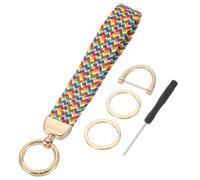 sourcing map Wrist Lanyard Keychain, Stretchy Wristlet Strap Key Chain for Women Men, Cute Braided Keychains Holder for Car Keys Camera Wallet ID Badges Card, Candy Rainbow