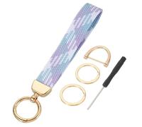 sourcing map Wrist Lanyard Keychain, Stretchy Wristlet Strap Key Chain for Women Men, Cute Braided Keychains Holder for Car Keys Camera Wallet ID Badges Card, Lilac Blossoms