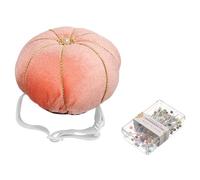 sourcing map Wrist Pin Cushion Wristband Sewing Pincushion Polyester Pin Holder Wearable Pumpkin Shaped Needles Wristband with 100 Head Needles for Sewing Quilting DIY Crafts, Orange