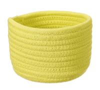 sourcing map Yellow Small Cotton Rope Woven Storage Basket, Shelf Closet Storage Gift Woven Baskets Cute Nursery Box Bin Decor Organization Bin for Home Supply, Round, 5.6x3.6"