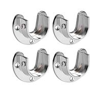 sourcing map Zinc Alloy Closet Pole Sockets, Wardrobe Bracket Holder, Shower Curtain Rod Pole End Supports Sockets Flange 4pcs, 38mm Diameter(U-Shaped)