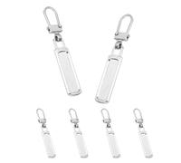 sourcing map Zipper Pull Charm 6 Pcs 1-2mm Thickness Detachable Zipper Pull Replacement Handle Repair Kits Tabs Lock for Coats Jackets Pants Luggage Suitcase Purse Fasteners, Silver Tone