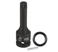 Sourcingmap 1/2" Drive x M12 (12mm) Impact Triple Square Spline Bit Socket, Metric 3" Length, Cr-Mo Steel with O-Ring and Dowel Pin