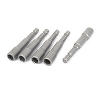 sourcing map 1/4-inch Shank 7mm Hex Socket Nut Setter Driver Bit Adapter Gray 5pcs Non-magnetic