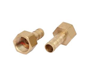 Sourcingmap 1/4 PT Female Thread 8mm Hose Barb Brass Tubing Coupler Connector Fitting 2pcs