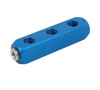 Sourcingmap 1/4" PT Thread 6 Ports 3 Way Air Hose Inline Manifold Splitter Block Blue