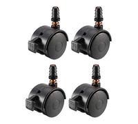 sourcingmap 1.5 Inch Swivel Caster Wheels Grip Neck Stem Caster Black Furniture Wheel with Brake and Mounting Socket, 4pcs