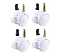 sourcingmap 1.5 Inch Swivel Caster Wheels Grip Neck Stem Caster White Furniture Wheel with Brake and Mounting Socket, 4pcs