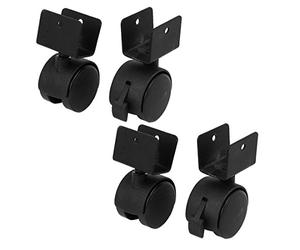 Sourcingmap 1.6" Dia Wheel 1" U-Clamp Top Rotatable Universal U Bracket Swivel Brake Caster Black 4pcs