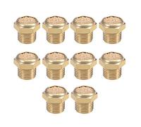 sourcingmap 1/8 PT Sintered Bronze Exhaust Muffler with Brass Body Flat 10pcs