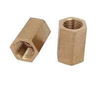 Sourcingmap 1/8BSP Female Thread Straight Hex Fitting Rod Coupling Nut Brass Tone 2pcs