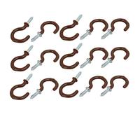 Sourcingmap 1 Inch Plastic Coated Screw-in Open Cup Ceiling Hooks Hangers Brown 15pcs