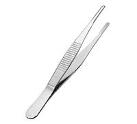 Sourcingmap 1 Pcs 5-Inch Stainless Steel Straight Blunt Tweezers with Serrated Tip