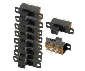 Sourcingmap 10 Pcs High Knob 6 Pin 3 Position 2P3T Panel Slide Switch 0.5A 50V DC
