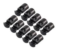 Sourcingmap 10 Pcs Plastic Spring Stop Toggle Cord Locks End Black