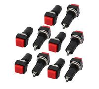 Sourcingmap 10 Pcs Red Momentary Square Push Button Switch NO SPST AC 250V 3A