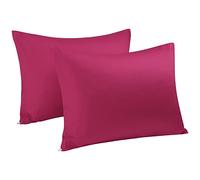 sourcingmap 100% Egyptian Cotton Pillowcases 2 Pack, 300 Thread Count Hotel Quality Pillow Cases with Zipper Closure Super Soft and Breathable Bed Pillow Cases Fuchsia 50 x 65cm