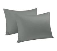 sourcingmap 100% Egyptian Cotton Pillowcases 2 Pack, 300 Thread Count Hotel Quality Pillow Cases with Zipper Closure Super Soft and Breathable Bed Pillow Cases Dark Grey 50 x 65cm