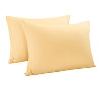 sourcingmap 100% Egyptian Cotton Pillowcases 2 Pack, 300 Thread Count Hotel Quality Pillow Cases with Zipper Closure Super Soft and Breathable Bed Pillow Cases Yellow 50 x 75cm