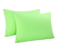 sourcingmap 100% Egyptian Cotton Pillowcases 2 Pack, 300 Thread Count Hotel Quality Pillow Cases with Zipper Closure Super Soft and Breathable Bed Pillow Cases Green 50 x 90cm