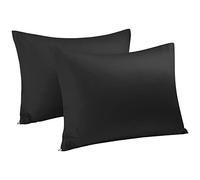 sourcingmap 100% Egyptian Cotton Pillowcases 2 Pack, 300 Thread Count Hotel Quality Pillow Cases with Zipper Closure Super Soft and Breathable Bed Pillow Cases Black 50 x 65cm