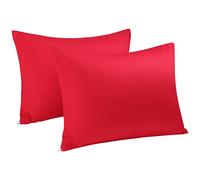 sourcingmap 100% Egyptian Cotton Pillowcases 2 Pack, 300 Thread Count Hotel Quality Pillow Cases with Zipper Closure Super Soft and Breathable Bed Pillow Cases Red 50 x 65cm