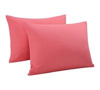 sourcingmap 100% Egyptian Cotton Pillowcases 2 Pack, 300 Thread Count Hotel Quality Pillow Cases with Zipper Closure Super Soft and Breathable Bed Pillow Cases Coral Pink 50 x 75cm