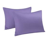 sourcingmap 100% Egyptian Cotton Pillowcases 2 Pack, 300 Thread Count Hotel Quality Pillow Cases with Zipper Closure Super Soft and Breathable Bed Pillow Cases Purple 50 x 90cm