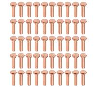 Sourcingmap 100Pcs Copper Solid Rivets, 3/32" x 25/64" Flat Head Rivet Metal Fasteners for Electrical Applications, Leather Working Supplies