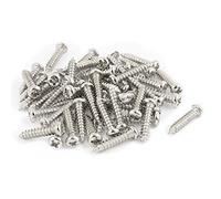 sourcingmap 100pcs M2.5 x 12mm Stainless Steel Phillips Pan Round Head Self Tapping Screws