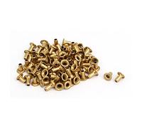 Sourcingmap 100pcs M2x4mm Brass Plated Metal Hollow Eyelets Rivets Gold Tone