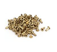 sourcingmap 100pcs M2x5mm Brass Plated Metal Hollow Eyelets Rivets Gold Tone