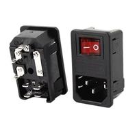 Sourcingmap 10A 250VAC Rocker Switch Fuse Holder 3 Terminals IEC320 C14 Inlet Male Power 2pcs