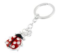 sourcingmap® 10cm Long Metal Split Ring Plastic Ladybird Pendant Keyring Key Chain
