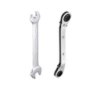 Sourcingmap 10mm x 12mm Metric Double Open End and Reversible Ratcheting Wrench Offset Double Box End, Cr-V