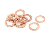 Sourcingmap 10pcs 10mmx14mmx1.5mm Copper Flat Ring Sealing Crush Washer Gasket