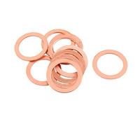 sourcingmap 10pcs 22mm x 16mm x 1mm Flat Ring Copper Crush Washer Sealing Gasket Fastener