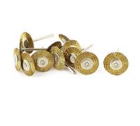 sourcingmap 10pcs 3mm 1/8" Shank 25mm Wheel Brass Bristle Brush for Rotary Tool