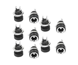 Sourcingmap 10Pcs 5.5mm x 2.1mm DC Power Jack Socket Female Panel Mount Connector Black