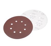 Sourcingmap 10Pcs 7 inch 8 Hole Hook and Loop Sanding Disc 320 Grit Flocking Sandpaper Random Orbital Sander Paper