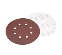 Sourcingmap 10Pcs 7 inch 8 Hole Hook and Loop Sanding Disc 80 Grit Flocking Sandpaper Random Orbital Sander Paper