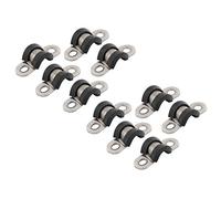 sourcingmap 10Pcs 8mm Dia Rubber Lined U Shaped Stainless Steel Hose Pipe Clips Clamp Cable